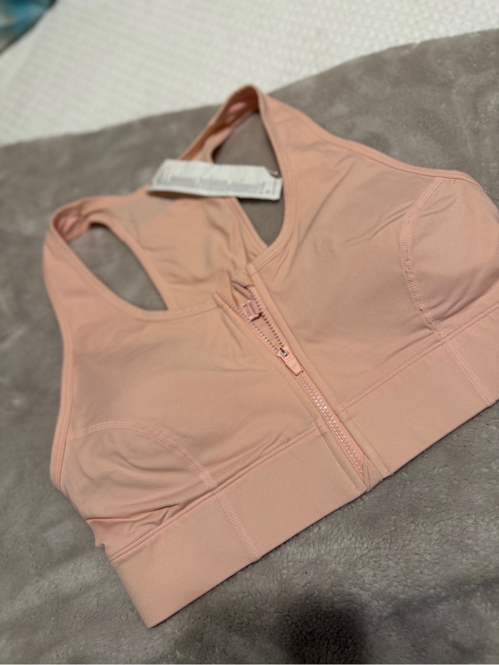 Fabletics Front-Zip Sports Bra - Peach